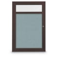 thumbnail image 1 of 24 x 36 in. Single Door Traditional Indoor Enclosed Corkboard with Header, Cloud Fabric Backing Board & Bronze Anodized Aluminum Frame, 1 of 1