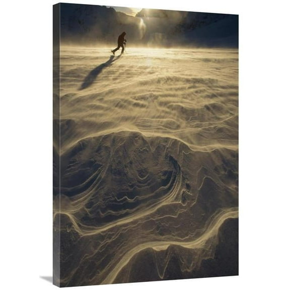 24 x 36 in. Skiier on Upper Tasman Glacier At Sunset, Mount Cook NP, New Zealand Art Print - Ned Norton