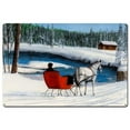 thumbnail image 1 of 24 x 36 in. Sleigh Ride By A Stream Satin Metal Sign, 1 of 1