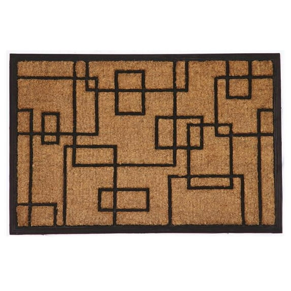 24 x 36 in. Social Square Rectangular Doormat, Natural & Black