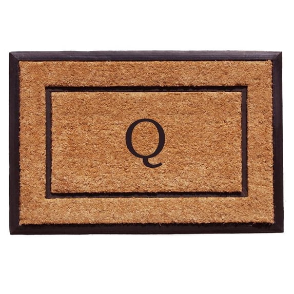 24 x 36 in. The General Monogram Rectangular Doormat, Natural & Black - Letter Q
