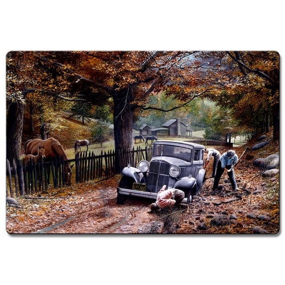 24 x 36 in. The Old Depot Road Satin Metal Sign