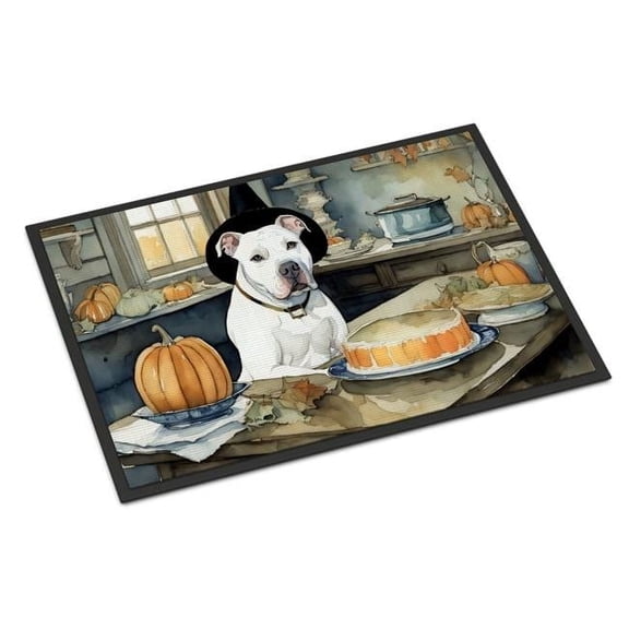 24 x 36 in. Unisex Pit Bull Terrier Fall Kitchen Pumpkins Indoor or Outdoor Mat