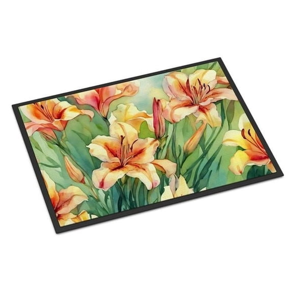 24 x 36 in. Unisex Utah Sego Lilies in Watercolor Indoor or Outdoor Mat