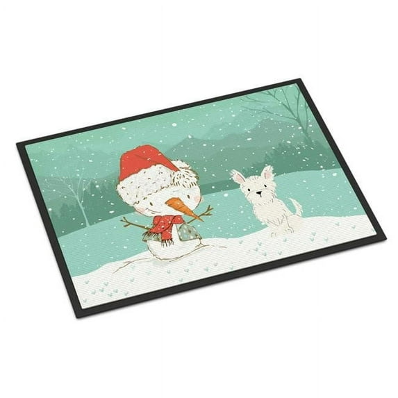 24 x 36 in. Westie Terrier Snowman Christmas Indoor or Outdoor Mat