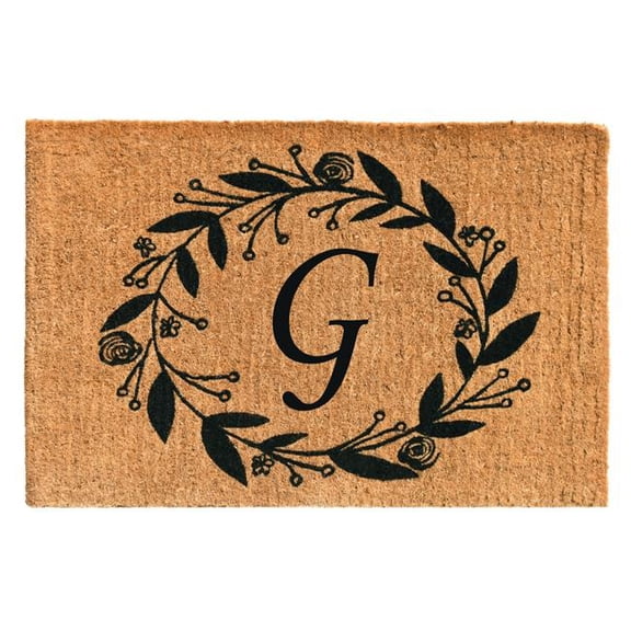 24 x 36 x 1.5 in. Black Rose Rectangular Doormat, Natural - Letter G