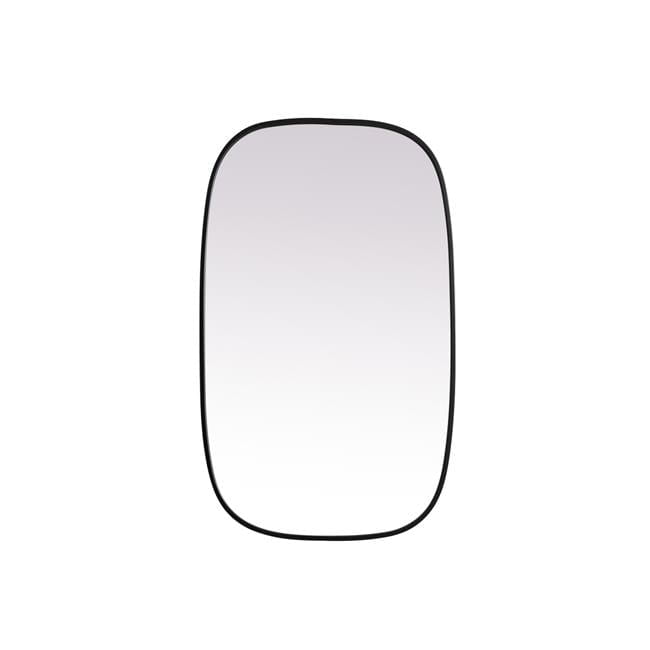 Black Metal Frame Oval Wall Mirror 24 x 40 Inch