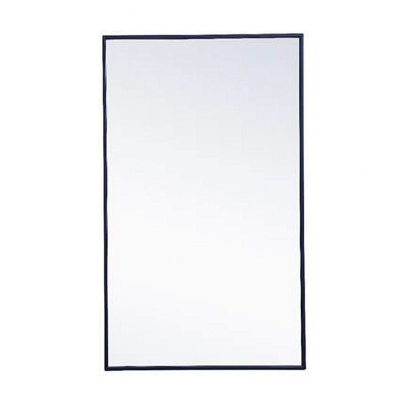Elegant Contemporary Blue Wood Frame Rectangular Wall Mirror 24x40 in.