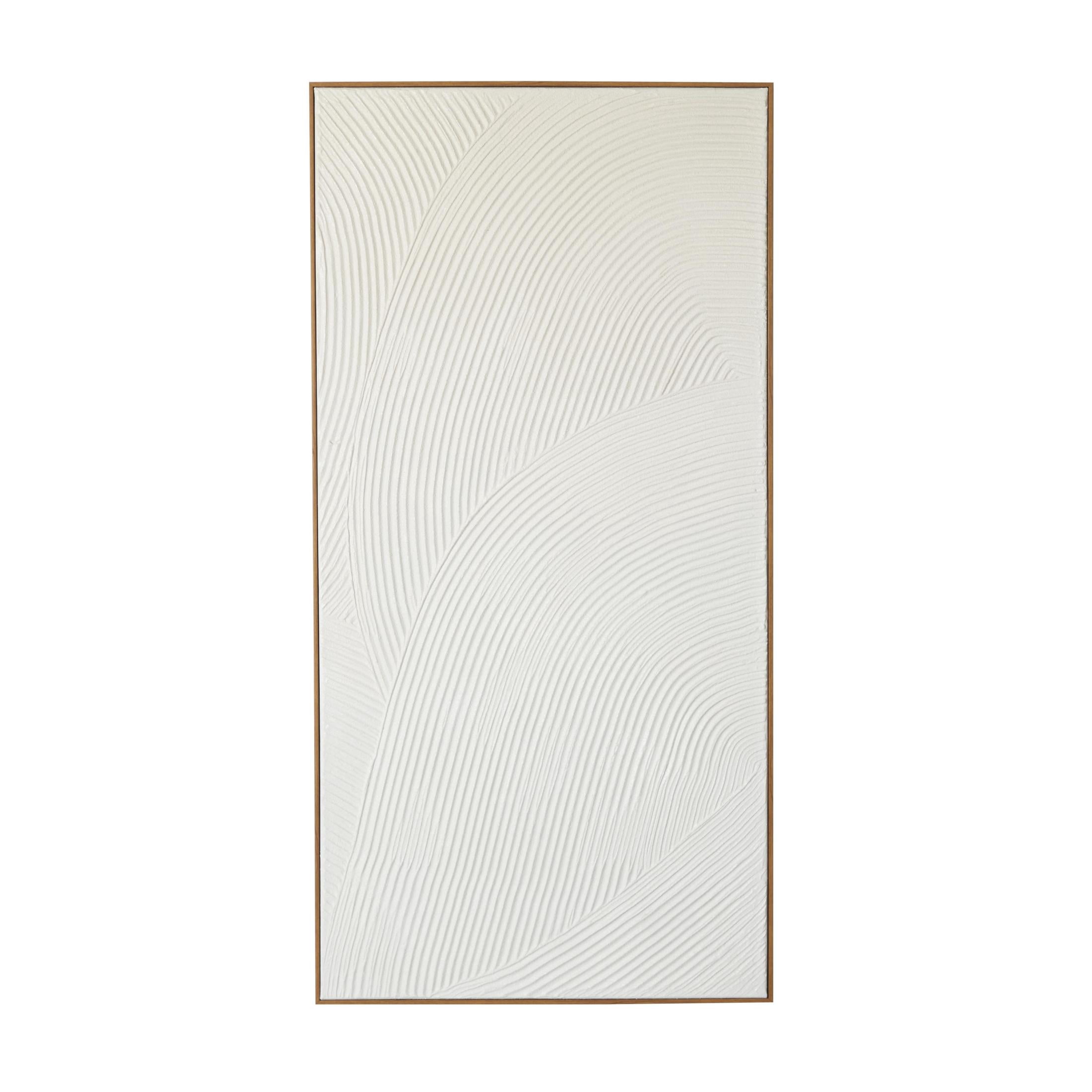 24" x 47" Curved Sand Art Abstract Framed Wall Art with Brown Wood Frame, by DecMode