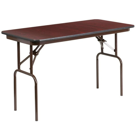 24'' x 48'' Rectangular Mahogany Melamine Laminate Folding Banquet Table