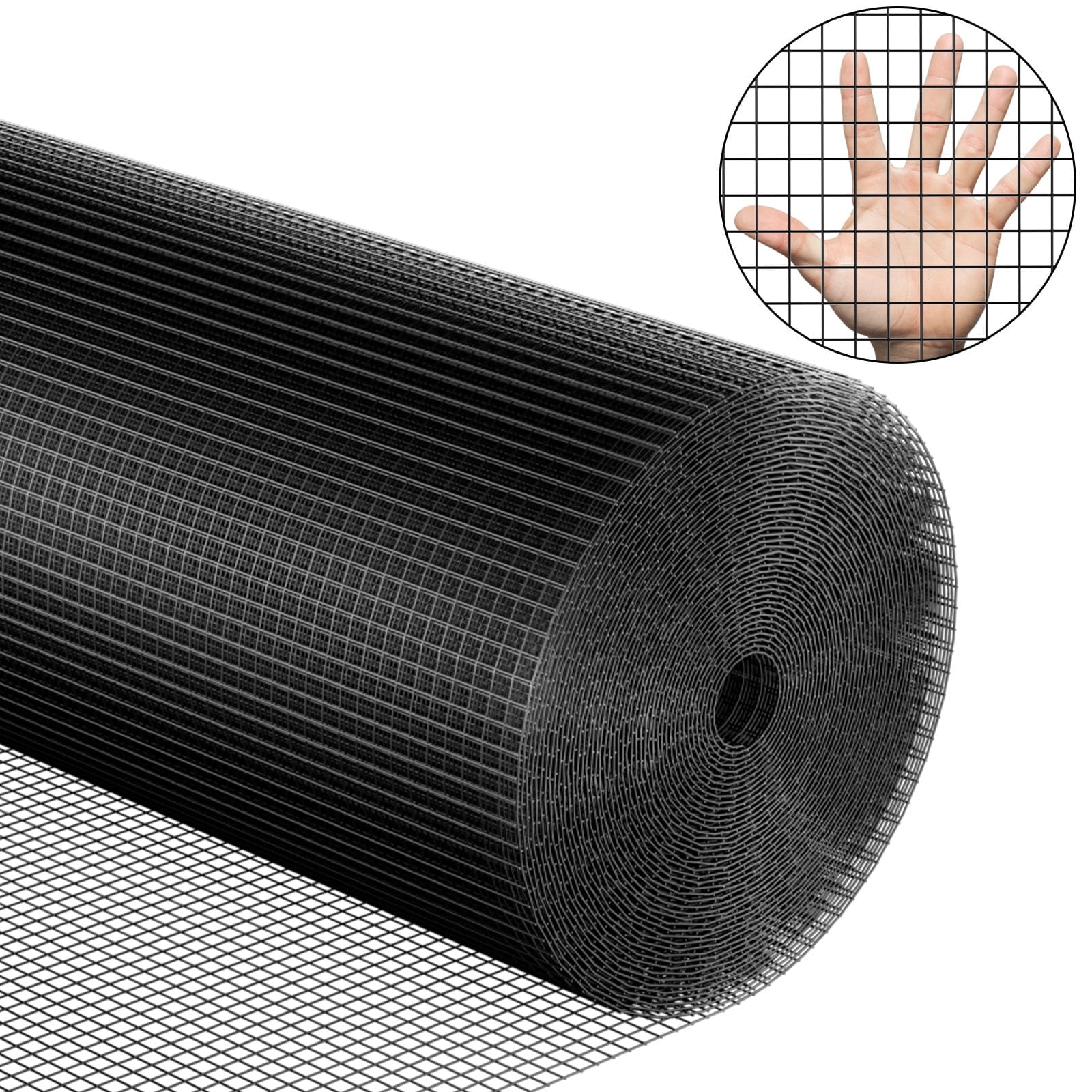 24" x 50' 1/4" Hardware Cloth, 19 Gauge Black Vinyl Coated Welded Wire Mesh, Sturdy & Rust-Resistant for Home & Garden Fencing, Pet Enclosure, Plant Protection