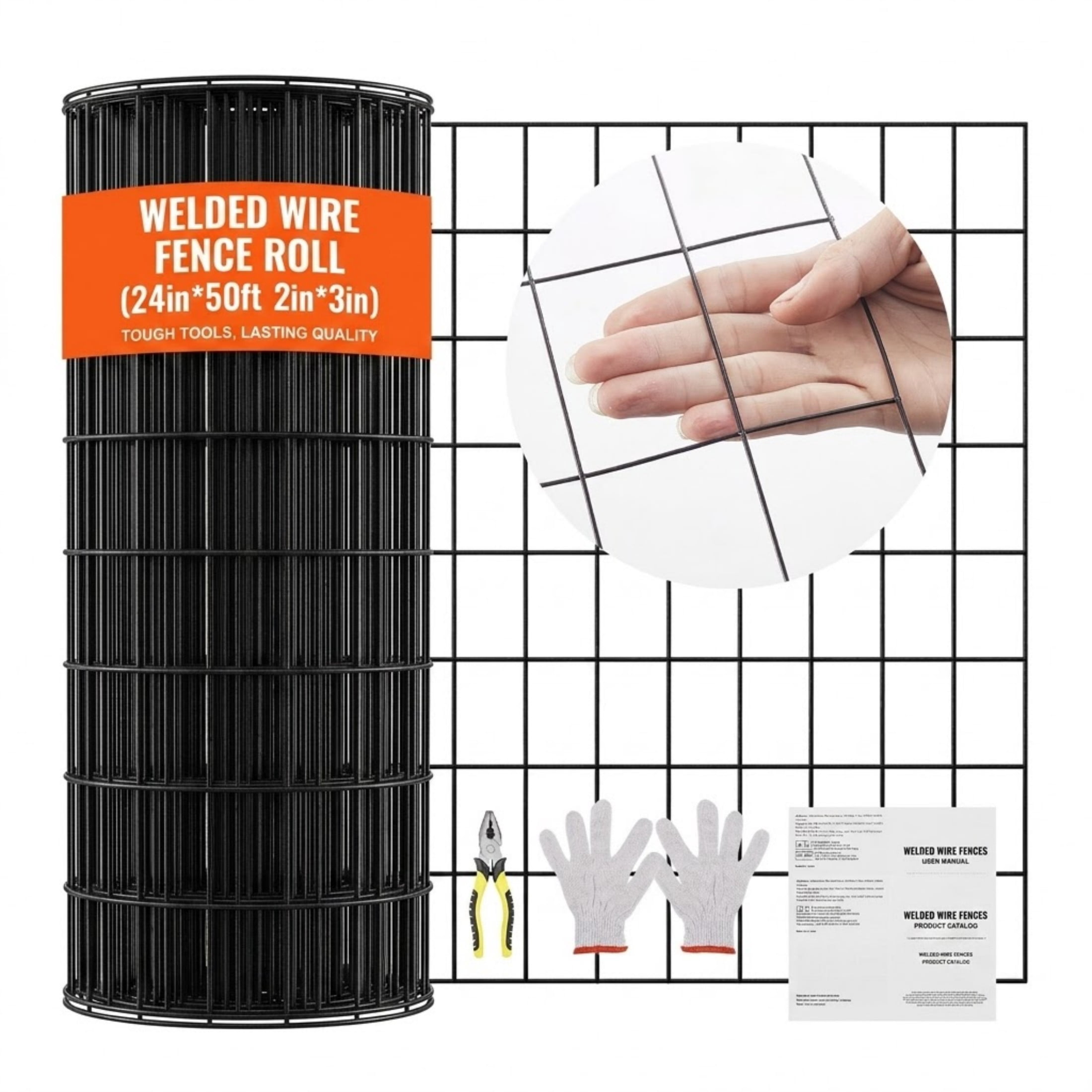24'' x 50' 16 Gauge Hardware Cloth, Vinyl Coated Galvanized Wire Mesh Roll for Chicken Coop and Poultry Fence