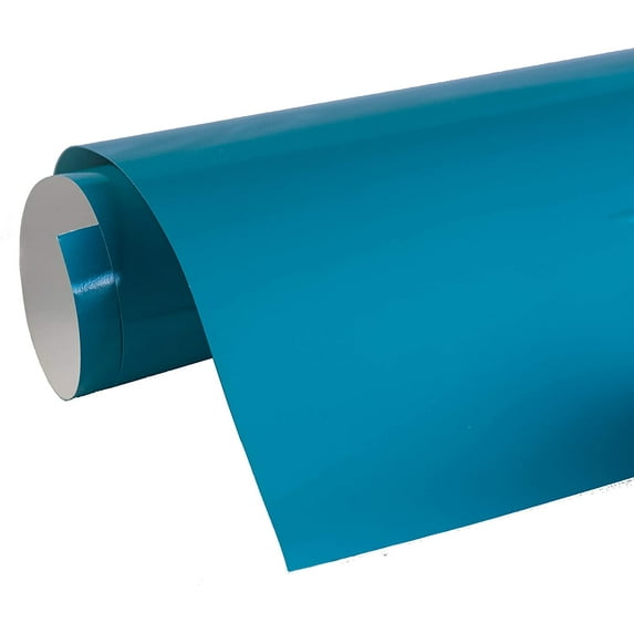 24" x 50 ft Roll of glossy Aqua Repositionable Adhesive-Backed Vinyl for Craft Cutters, Punches and Vinyl Sign Cutters