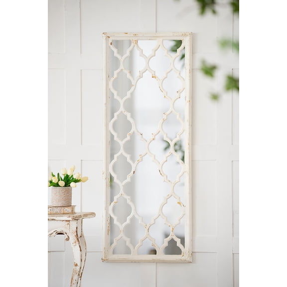 24" x 60" Distressed White Floor Mirror, Full Body Mirror for Bathroom Bedroom Living Room