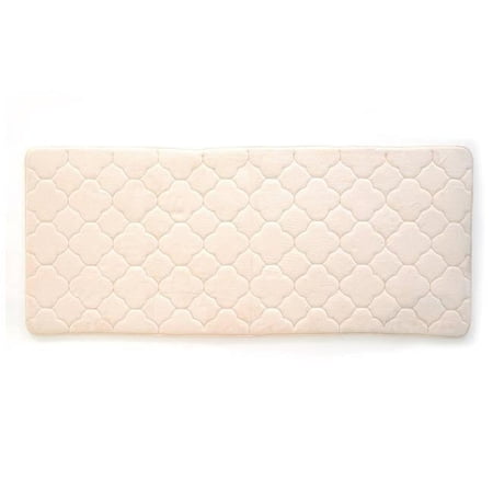 24 x 60 in. Embroidered Memory Foam Bath Mat - Tapioca