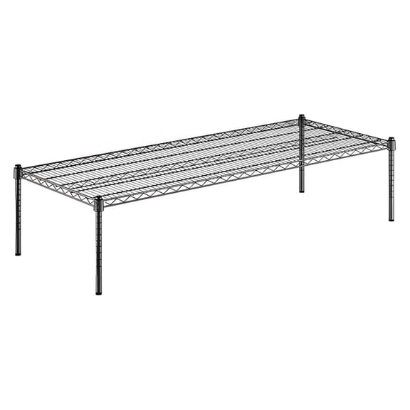 24" x 60" x 14" Black Epoxy Wire Storage Shelf, Dunnage Rack, 1 Tier Small Shelf