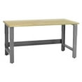 thumbnail image 1 of 24 x 72 x 30 to 36 in. Adjustable Height Roosevelt Workbenches with 1.75 in. Thick Solid Maple Lacquered Butcher Block & Round Front Edge Top, Gray, 1 of 1