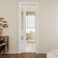 thumbnail image 1 of 24" x 80" 1 Panel Clear Glass Pocket Door with Soft Close, Solid Door Panel & Pocket Door Hardware & Frame, Bathroom Door, Bedroom Door, Pre-finished & Paintable, White, 1 of 8