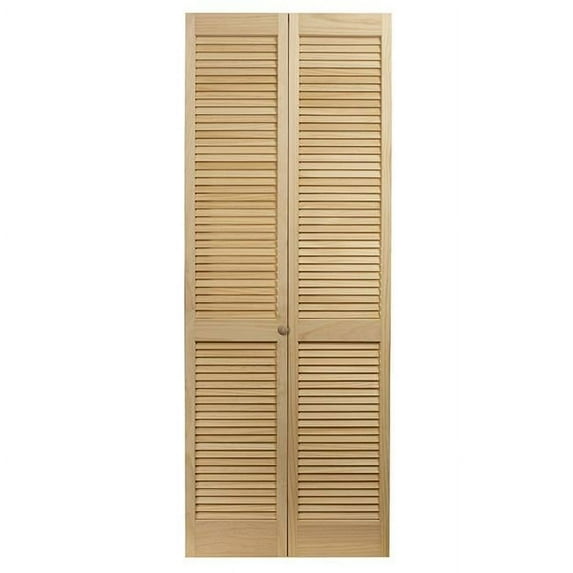 24 x 80.5 in. Model 104 Louvered Unfinished Wood Bifold Door