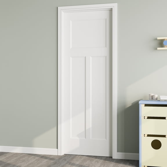 24" x 80" T Shape Interior Door Slab, Molded Solid Core Door Panel as Barn Door, Pocket Door, French Door, Prehung Door - as Panty Door, Closet Door, Pre-finished & Paintable, White