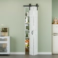thumbnail image 1 of 24'' x 84'' Molded Bifold Barn Doors and Hardware Included, White Smooth Paintable Pre-assembled Solid Core Panels & Bi-fold Barn Door Hardware Kit, 6 Panel Design-Fit Max Opening 24in x 84in, 1 of 9