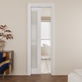 thumbnail image 1 of 24" x 96" Frosted Glass Pocket Door with Soft Close, Solid Door Panel & Pocket Door Hardware & Frame, Bathroom Door, Bedroom Door, Pre-finished & Paintable, White, 1 of 8