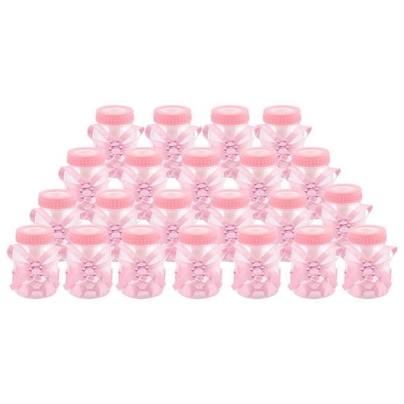 24 x Baby bottle mini baby bottle 4x9cm rhinestone pink bear gift favor baby girl baby baptism