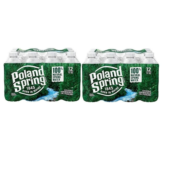 24 x Poland Spring Brand 100% Natural Spring Water, 12 fl oz. Plastic Bottles by MIALO Trusted Trader