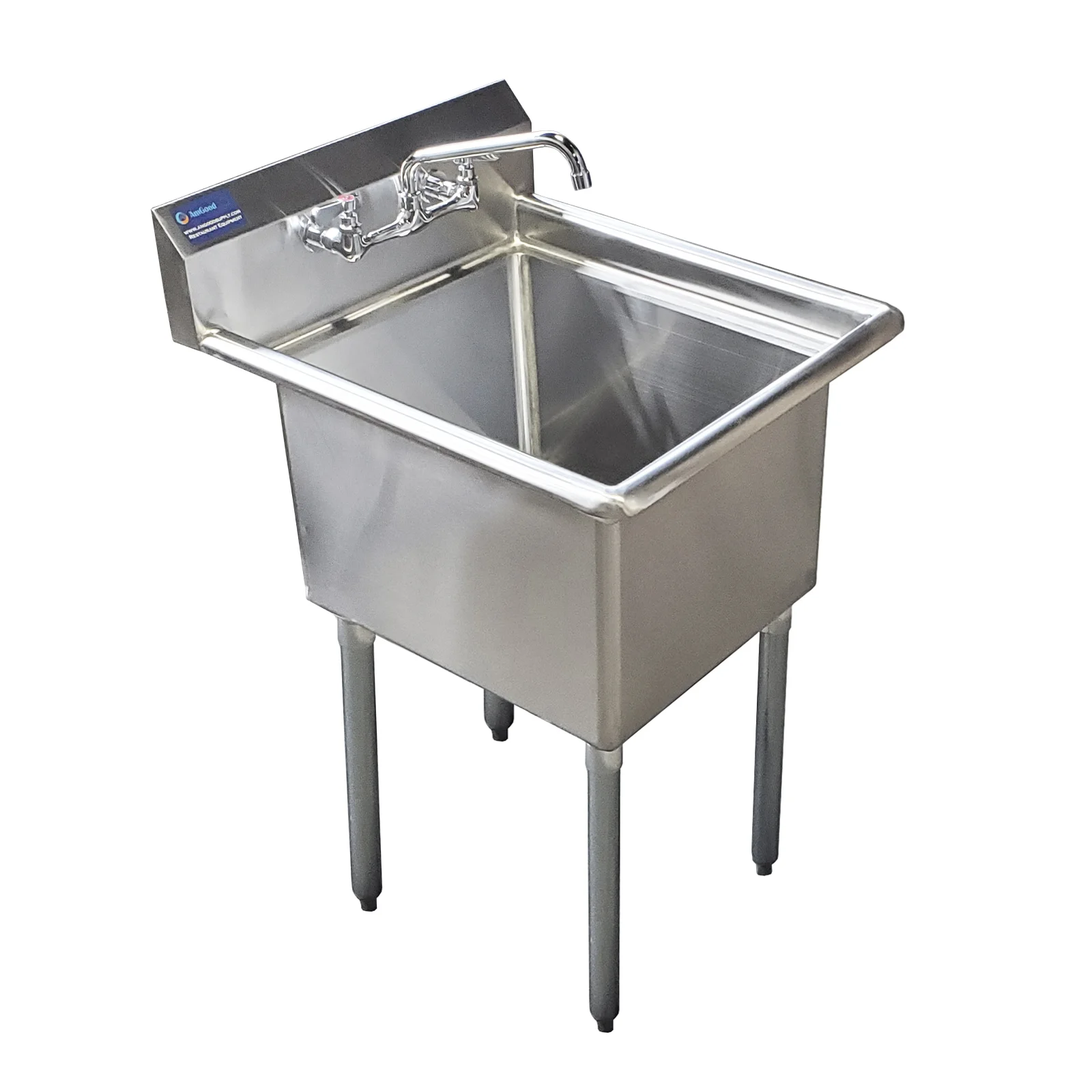 24″ x 24″ Stainless Steel Prep & Utility Sink With Faucet | 304 Stainless Steel | NSF | Overall Size: 30″ x 29.5″ | Restaurant, Kitchen, Laundry, Garage