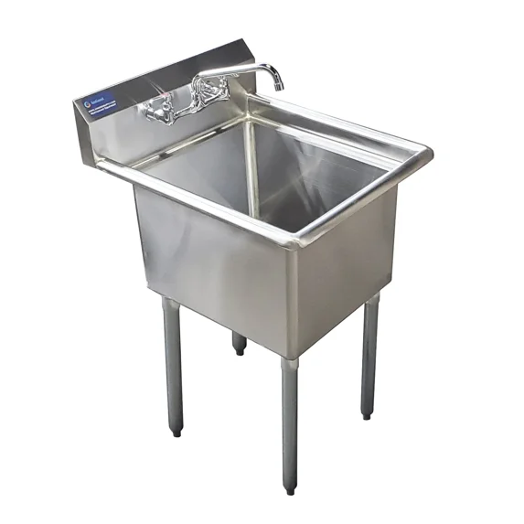 24″ x 24″ Stainless Steel Prep & Utility Sink With Faucet | 304 Stainless Steel | NSF | Overall Size: 30″ x 29.5″ | Restaurant, Kitchen, Laundry, Garage