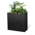 thumbnail image 1 of 24"x10"x24" Rectangular Planter Pots with Drainage Holes Removable Shelf Metal Steel Large Garden Pot for Outdoor Plants Tall Flower Vase Container for Yard Front Porch Patio Planter Box Decor, Black, 1 of 7