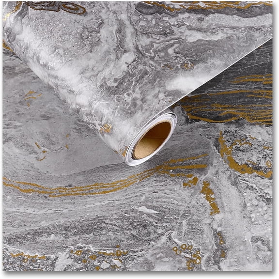 24"x118" Gold Grey Marble Contact Paper Peel and Stick Countertops Matte Slate Marble Wallpaper Vinyl Waterproof Self Adhesive Removable Wall Paper for Bathroom Living Room Cabinets Shelves