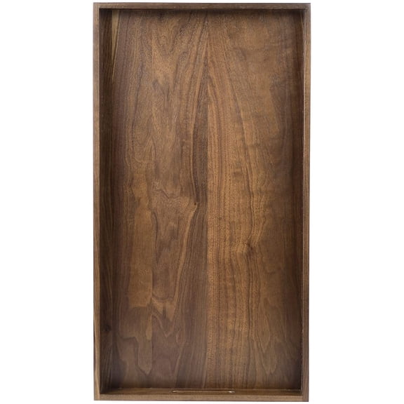 24"x13" XL Wooden Ottoman Tray with Handle FSC Natural Handmade Black Walnut Serving Tray Vintage Decorative Platters for Oversized Ottoman Kitchen