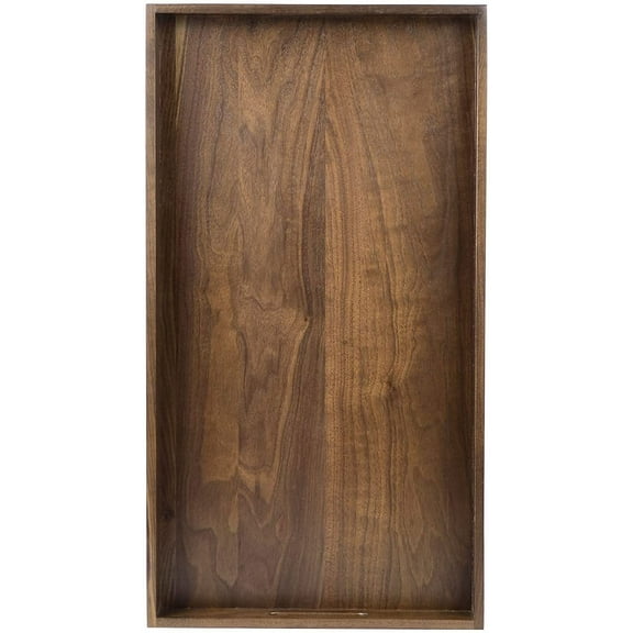 24"x13" XL Wooden Tray Ottoman Tray with Handle FSC Natural Handmade Black Walnut Serving Tray Vintage Decorative Platters for Oversized Ottoman Kitchen