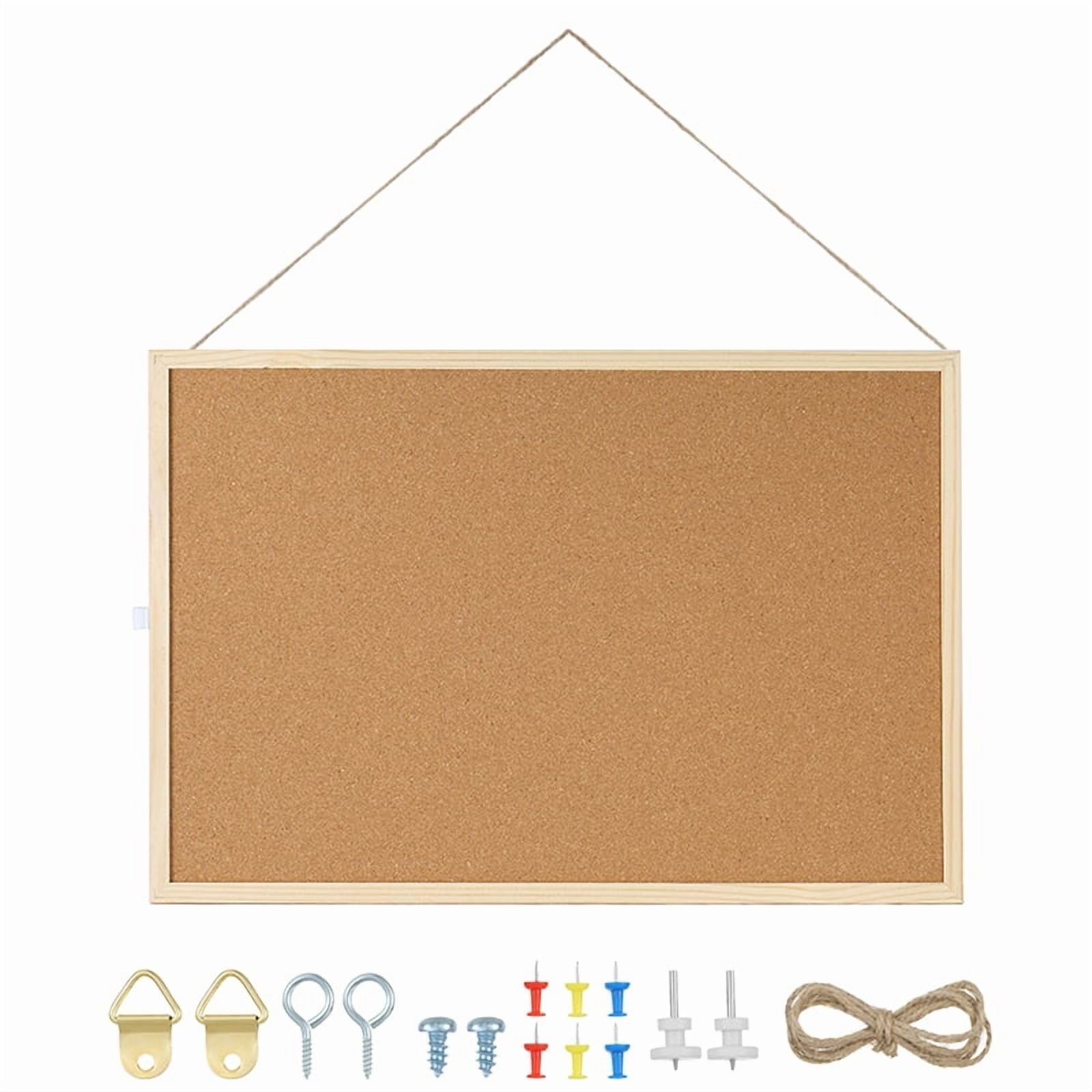 24"x15.7" Cork Bulletin Board Double Sided Photo Board for Walls.Hanging photo display board made of soft wooden board .Office Cork Board, Corkboards for Wall.