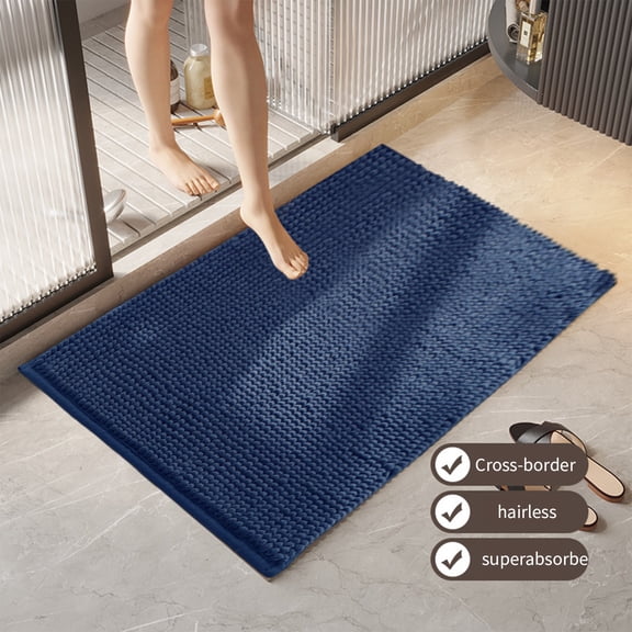 24''x16'' Chenille Bath Rug, Extra Soft and Absorbent Bathroom Mat Rugs, Machine Washable, Non-Slip Plush Carpet Runner for Tub, Shower, and Bath Room