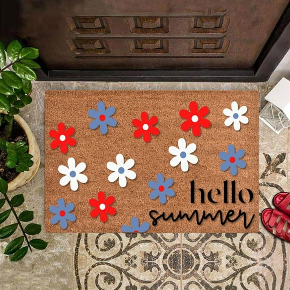 24"x16" - Coir Door Mat with Heavy Duty Backing - Welcome Mats for Entryway, Porch - Anti-Slip PVC & Coconut Fiber Surface - Natural Home Accessories, Minimalist Original Design,Summer Theme