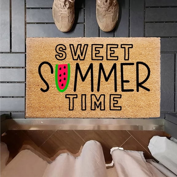 24"x16" - Coir Door Mat with Heavy Duty Backing - Welcome Mats for Entryway, Porch - Anti-Slip PVC & Coconut Fiber Surface - Natural Home Accessories, Minimalist Original Design,Summer Theme