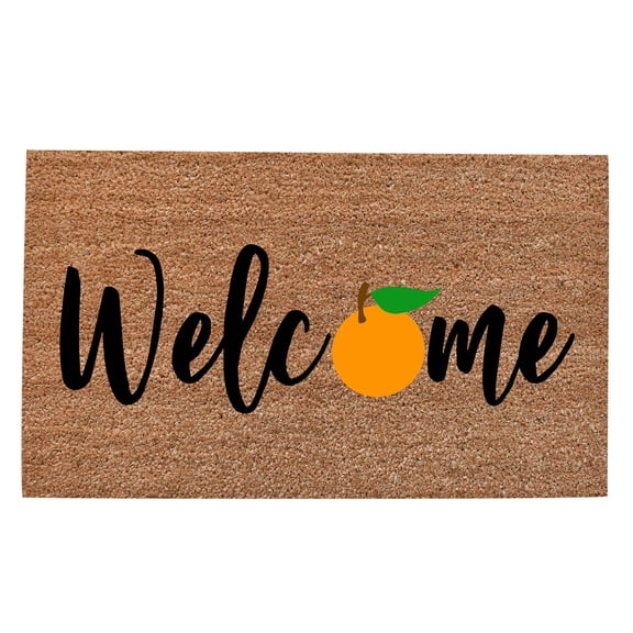 24"x16" - Coir Door Mat with Heavy Duty Backing - Welcome Mats for Entryway, Porch - Anti-Slip PVC & Coconut Fiber Surface - Natural Home Accessories, Minimalist Original Design,Summer Welcome Theme