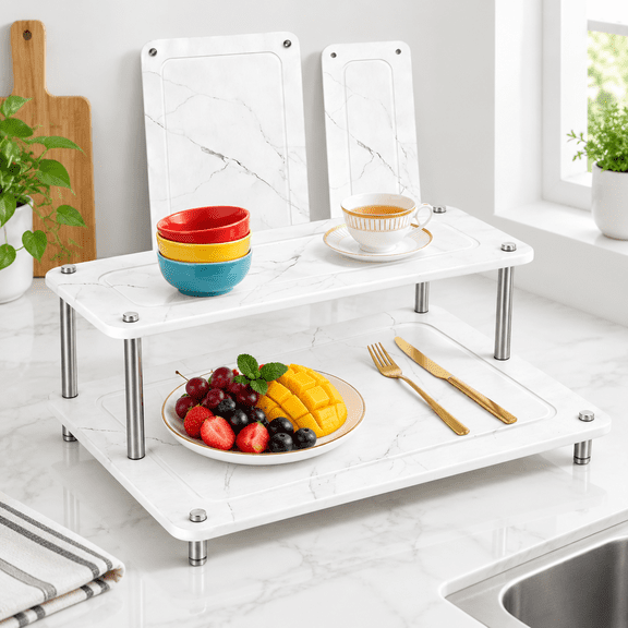 24"x16" Double-layer Stone Dish Drying Mat Rack for Kitchen Counter