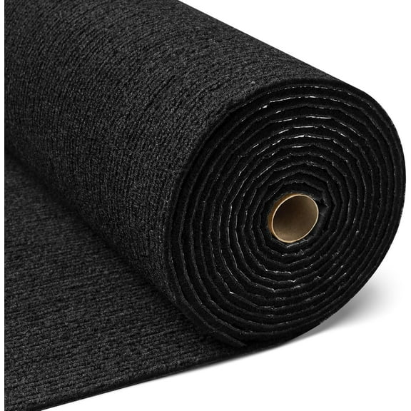 24"x160" Large Black Carpet Roll with Padding Attached for Bedroom Living Room Outdoor Washable Rug Tiles Non Slip Soft Padded Carpet Tile Squares Peel and Stick Floor Tile for Kitchen Stairs