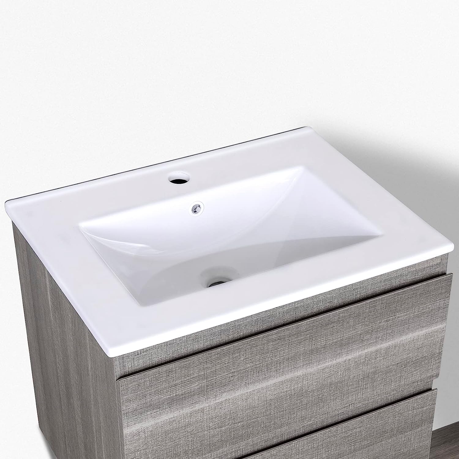 24" x18.3" DropIn Bathroom Sink Rectangle Porcelain Ceramic Bathroom Vanity Top Vessel Sink