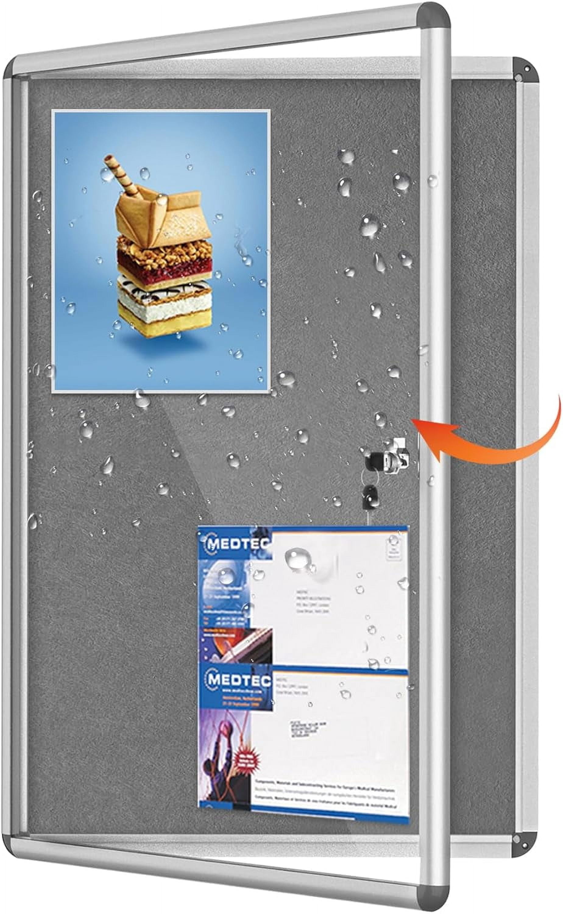 Magula 36x24" Lockable Enclosed Bulletin Board - Tamper-Proof Display Case, Black Frame - View #8