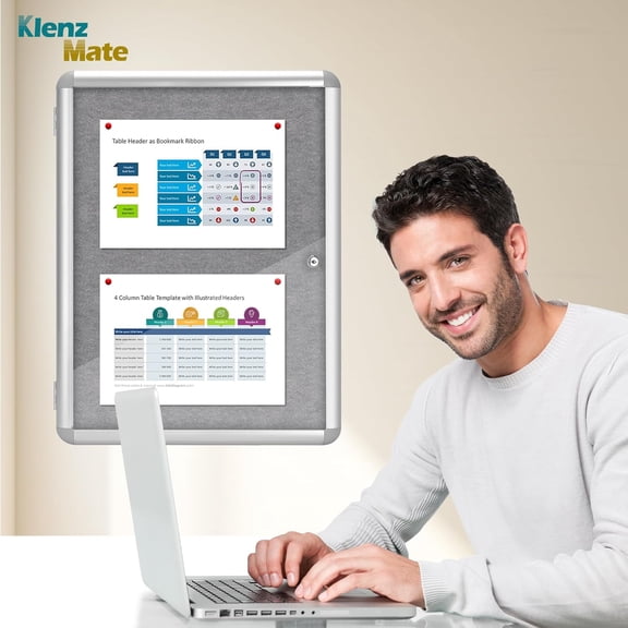 24"x18" Enclosed Cork Bulletin Board Tamper-Proof Dispaly Case,Grey Fabric&Aluminium Frame,Shatter Resistant Lockable Bulletin Board with Clear Acrylic Door for School,Office,Mall,Community,Hospital