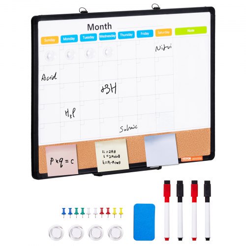24"x18" Monthly Calendar Whiteboard & Cork Board Combo with Aluminum