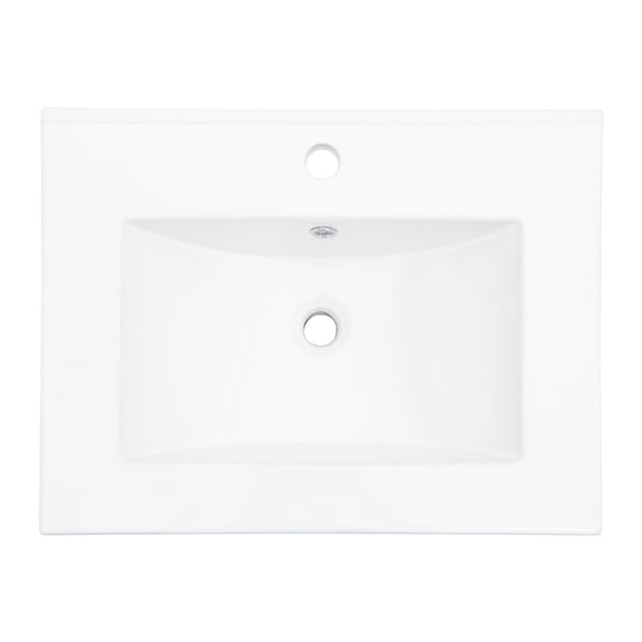 24"x18" Rectangular Ceramic Bathroom Vanity Top In White - Overflow, Stain , Low Water Absorption, Stylish Robust Material