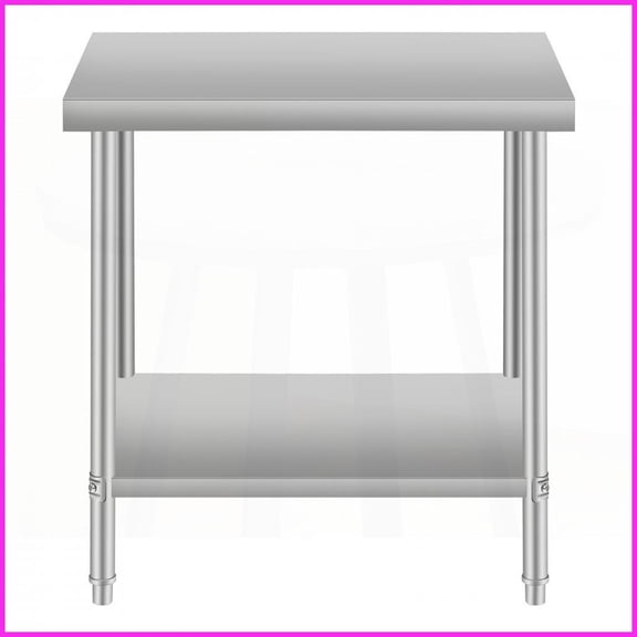 24''x18'' Stainless Steel Coffee Table with Under Shelf, Easy-Clean & Space-Saving for Kitchen/Home