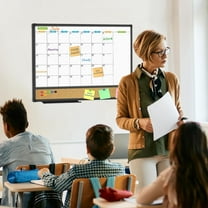 24"x18" Wall Mounted Magnetic Calendar & Bulletin Board, Black Aluminum Frame, Dry Erase Whiteboard with Corkboard, Includes 10 Push Pins for Home, School, Office