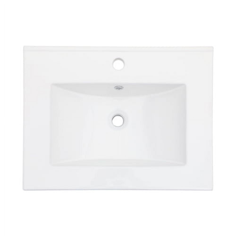 24'' White Ceramic Rectangular Single Vanity Top Sink