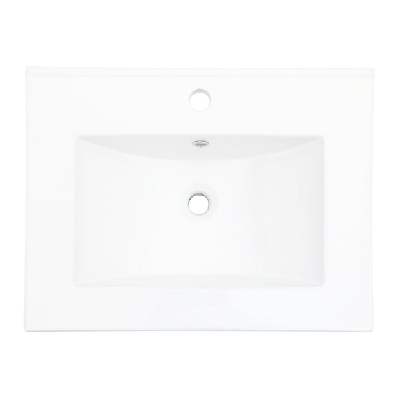 24"x18" White Single Vanity Top with Drain Opening / Acid-Resistant, Clean and Tidy Bathroom